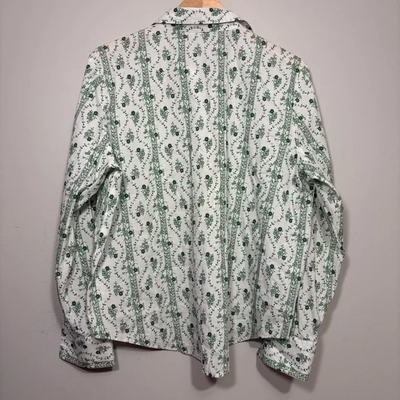 Hill‎ House Women's The James Shirt Green and White Vine Stripe Large - Picture 11 of 11